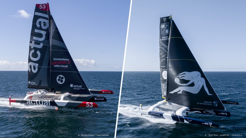 Actual Ultim 3 . Skipper Anthony Marchand  - Maxi Edmond de Rothschild . Skipper Charles Caudrelier : Actual Ultim 3 . Skipper Anthony Marchand  / Maxi Edmond de Rothschild . Skipper Charles Caudrelier © ©Ronan Gladu / Team Actual  .  ©Yann Riou-polaRYSE / Gitana